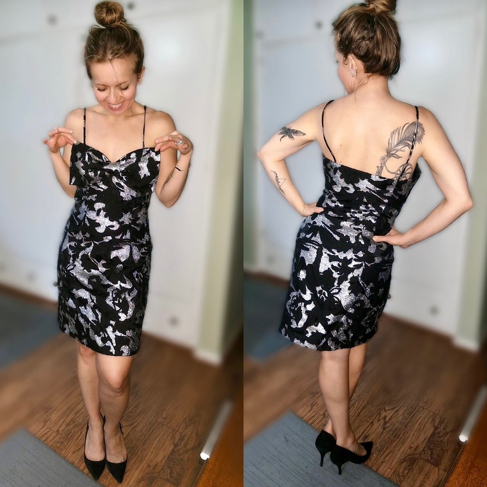 Black and Silver strapping cocktail dress